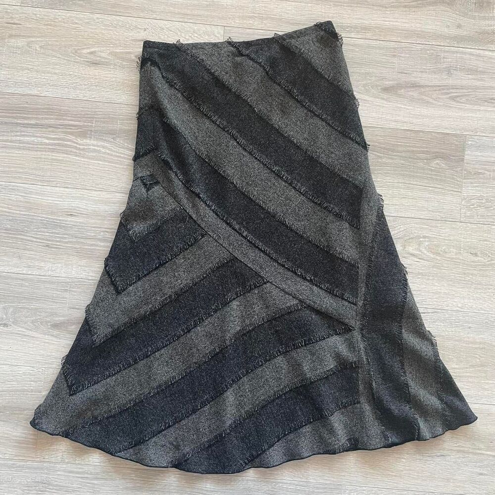 Grey & Black Patchwork Asymmetrical Striped Maxi … - image 1